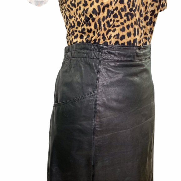 Vintage Leather Pencil Skirt Black Size 8 - Picture 6 of 11
